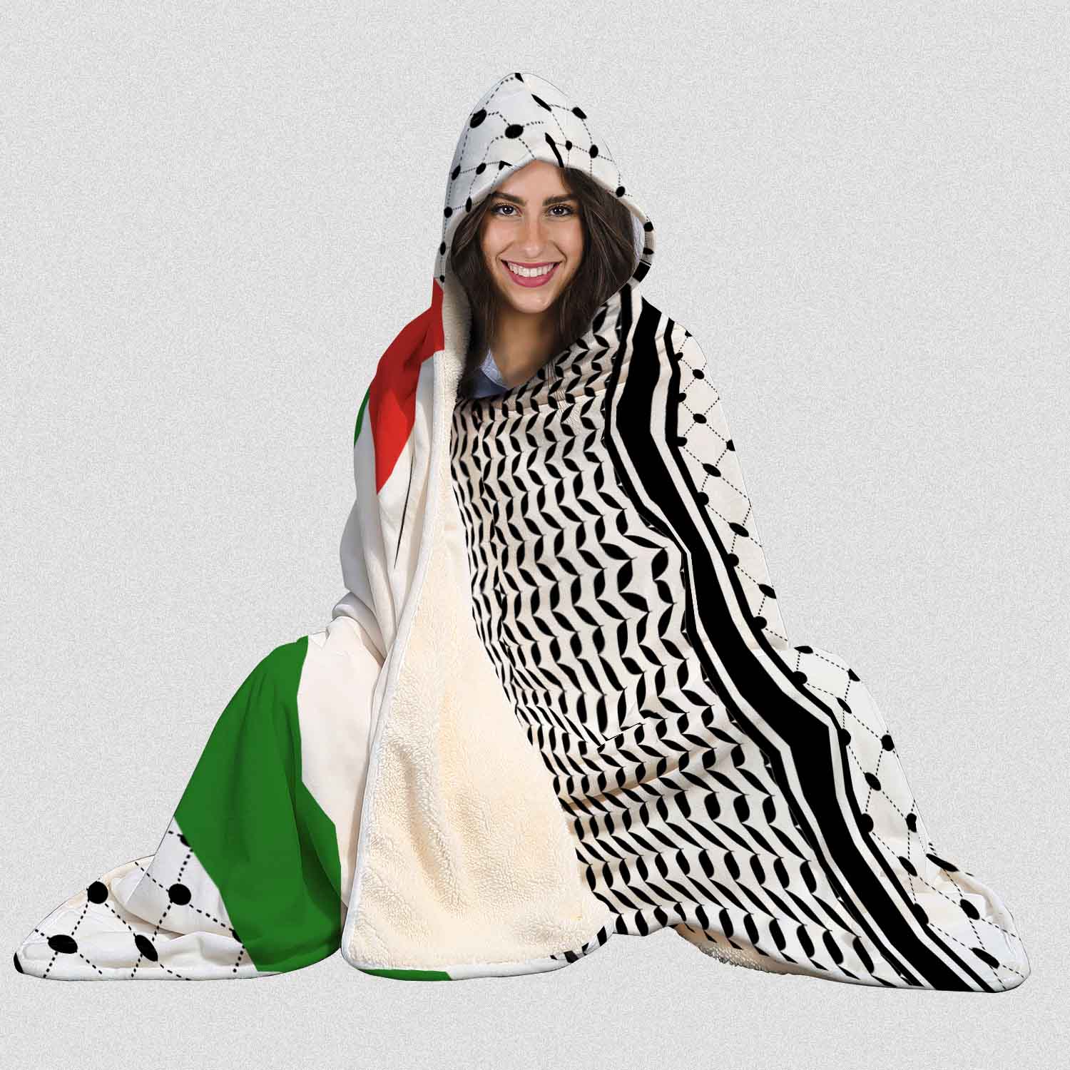 Palestine 5-علم وكوفية - Hooded Blanket - Prink Store