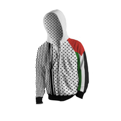 Palestine 5-علم وكوفية- Zip Up Hoodie