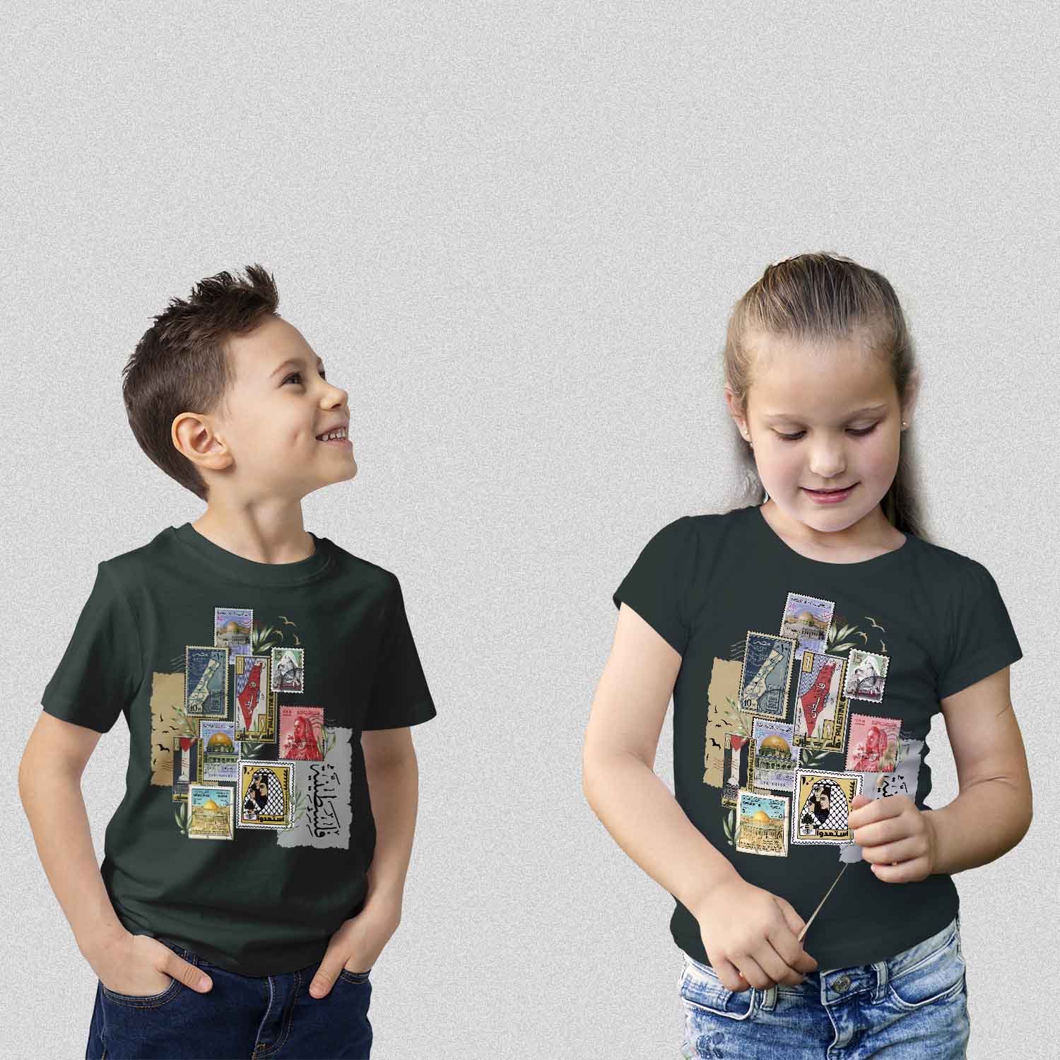 Palestine 3-طوابع فلسطين زيتي - Kids T-shirt - برينك ستور