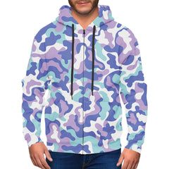 Pink Camouflage Zip Up Hoodie