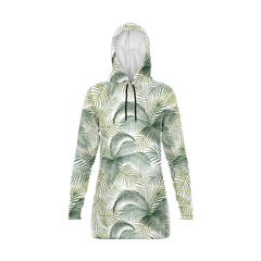 Palm Leaves Hoodie Dress