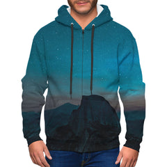 Mountain Night View Zip Up Hoodie