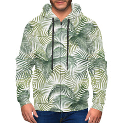 Palm Leaves Zip Up Hoodie