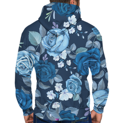 Blue Roses Zip Up Hoodie