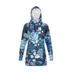 Blue Roses Hoodie Dress