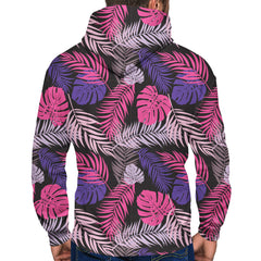 Tropical Leaves Zip Up Hoodie