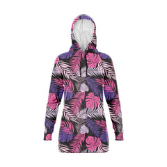 Tropical Leaves Hoodie Dress